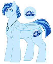 Size: 1292x1543 | Tagged: safe, artist:purplegrim40, oc, oc only, oc:everest, pegasus, pony, jewelry, male, necklace, offspring, parent:rainbow dash, parent:soarin', parents:soarindash, simple background, solo, stallion, white background