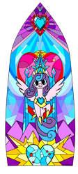 Size: 1831x4096 | Tagged: safe, artist:gaiusmaximiliano, princess flurry heart, alicorn, pony, g4, the last problem, crystal empire, female, mare, older, older flurry heart, simple background, spread wings, stained glass, transparent background, wings