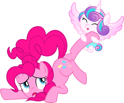 Size: 988x823 | Tagged: safe, artist:cayfie, pinkie pie, princess flurry heart, alicorn, earth pony, pony, g4, season 6, the crystalling, eyes closed, female, simple background, transparent background, vector