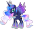 Size: 847x709 | Tagged: dead source, safe, artist:moonlightprincess002, princess luna, alicorn, pony, g4, female, horn, mare, rainbow power, rainbow power-ified, simple background, spread wings, transparent background, vector, wings