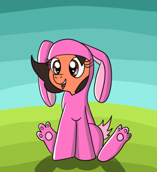 Size: 1460x1600 | Tagged: safe, artist:platinumdrop, oc, oc only, oc:robertapuddin, animal costume, bunny costume, bunny ears, clothes, costume, easter, holiday, request, solo