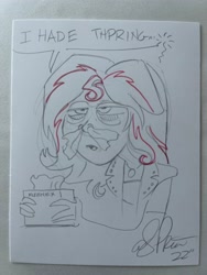 Size: 3024x4032 | Tagged: safe, artist:andypriceart, sunset shimmer, human, equestria girls, g4, allergies, bags under eyes, no source, sketch, solo, tissue, tissue box, traditional art