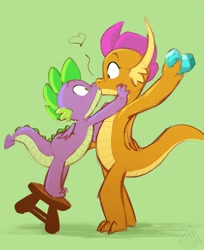 Size: 2504x3068 | Tagged: safe, artist:elicitie, smolder, spike, dragon, accidental kiss, cute, dragoness, female, gem, kissing, male, shipping, smooch, spolder, straight, surprised, winged spike, wings