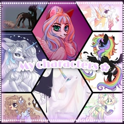 Size: 1080x1080 | Tagged: safe, artist:henori_artist, oc, oc only, pegasus, pony, unicorn, bust, chest fluff, choker, eyelashes, horn, multicolored hair, pegasus oc, rainbow hair, smiling, unicorn oc, wings