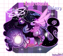 Size: 2215x1949 | Tagged: safe, artist:henori_artist, oc, oc only, oc:andromeda, alicorn, pony, alicorn oc, base used, colored hooves, ethereal mane, eyelashes, female, horn, mare, solo, starry mane, starry wings, wings