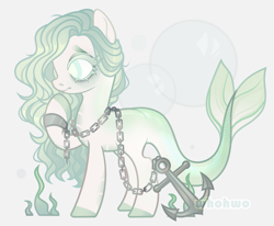 Size: 2481x2043 | Tagged: safe, artist:whohwo, oc, oc only, original species, pony, shark, shark pony, anchor, base used, chains, colored hooves, eyelashes, high res, raised hoof, solo