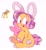 Size: 1394x1500 | Tagged: safe, artist:lemoocado, skedoodle, earth pony, pony, g3, bow, bunny ears, simple background, solo, tail, tail bow, white background