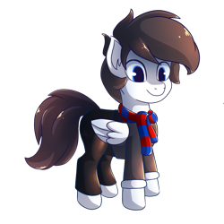 Size: 1024x1024 | Tagged: safe, artist:deni-liandi, oc, oc only, oc:jacktor stan, pegasus, pony, 2023 community collab, pony town, clothes, male, original character do not steal, outfit, scarf, simple background, solo, striped scarf, transparent background