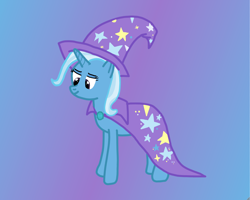 Size: 2084x1666 | Tagged: safe, artist:freestadiumtix, trixie, pony, unicorn, g4, cape, clothes, cute, gradient background, hat, solo, trixie's cape, trixie's hat