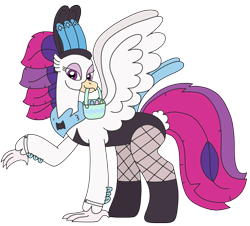 Size: 2711x2448 | Tagged: safe, artist:supahdonarudo, queen novo, classical hippogriff, hippogriff, g4, my little pony: the movie, basket, bowtie, bunnovo, bunny ears, bunny suit, clothes, cuffs (clothes), easter, easter basket, fishnet stockings, high res, holding, holiday, lidded eyes, seductive look, simple background, transparent background