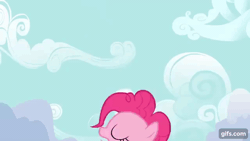 Size: 640x360 | Tagged: safe, screencap, pinkie pie, earth pony, pony, g4, pinkie apple pie, season 4, animated, cartoon physics, female, gravity, in which pinkie pie forgets how to gravity, mare, pinkie being pinkie, pinkie physics, solo, upside down, wavy mouth