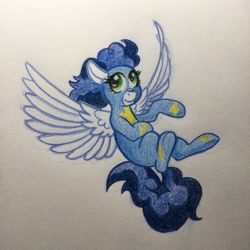 Size: 2448x2448 | Tagged: safe, artist:shubbgurrath, high winds, pony, g4, happy, high res, jumping, solo, traditional art