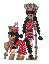 Size: 3111x4000 | Tagged: safe, artist:windywendy29, oc, oc only, oc:ligaya, earth pony, human, pony, equestria girls, g4, bandage, clothes, duality, equestria girls-ified, feather, female, filipino, hat, human ponidox, midriff, philippines, poncho, raised hoof, sandals, self paradox, self ponidox, simple background, skirt, solo, spear, transparent background, tribal, unshorn fetlocks, weapon