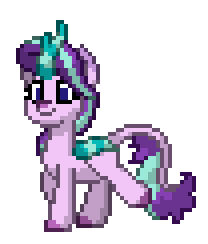 Size: 208x244 | Tagged: safe, artist:twilyisbestpone, derpibooru exclusive, starlight glimmer, kirin, pony, pony town, g4, animated, cloven hooves, cute, female, gif, glimmerbetes, kirin starlight, kirin-ified, leonine tail, pixel art, simple background, smiling, solo, species swap, sprite, tail, transparent background, trotting, trotting in place, walk cycle, walking