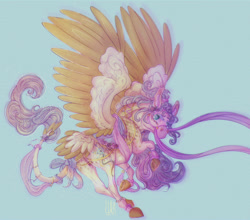 Size: 2064x1815 | Tagged: safe, artist:pegasus004, oc, oc only, oc:alabaster, pegasus, pony, bracelet, bridle, carousel, coat markings, colored hooves, colored pupils, colored wings, dappled, ear fluff, flower, horseshoes, jewelry, leonine tail, long hair, male, solo, tack, tail, tail feathers, wings