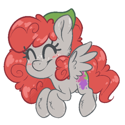 Size: 500x500 | Tagged: safe, artist:fluffyxai, oc, oc only, oc:scenic spatter, pegasus, pony, ^^, chibi, eyes closed, female, filly, flying, foal, mare, pixel art, simple background, smiling, solo, transparent background