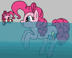 Size: 514x413 | Tagged: safe, artist:legendoflink, pinkie pie, earth pony, pony, g4, aggie.io, bubble, clone, cute, diapinkes, floaty, holding breath, looking at self, puffy cheeks, simple background, smiling, swimming, underwater, water