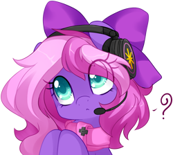 Size: 1260x1128 | Tagged: safe, artist:loyaldis, oc, oc only, oc:lillybit, adorkable, bow, cute, dork, gaming headset, headphones, headset, ribbon, simple background, solo, transparent background