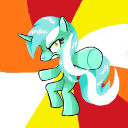 Size: 894x894 | Tagged: safe, artist:smoking-mist, lyra heartstrings, pony, unicorn, g4, 2012, bipedal, female, mare, solo, sunburst background