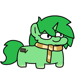 Size: 720x720 | Tagged: safe, artist:fluttershank, oc, oc only, oc:pisty, pony, unicorn, pony town, clothes, scarf, simple background, solo, squatpony, striped scarf, transparent background