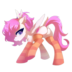 Size: 5000x5000 | Tagged: artist needed, safe, oc, oc only, oc:selina moon, pegasus, pony, butt, clothes, dock, featureless crotch, female, plot, socks, solo, striped socks, tail
