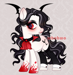 Size: 2280x2334 | Tagged: safe, artist:whohwo, oc, oc only, bat pony, pony, undead, vampire, vampony, base used, bat pony oc, clothes, eyelashes, female, high res, mare, red eyes, solo