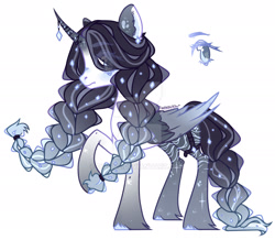 Size: 1920x1674 | Tagged: safe, artist:dillice, oc, oc only, alicorn, pony, alicorn oc, deviantart watermark, ear fluff, ethereal mane, female, horn, horn jewelry, jewelry, mare, obtrusive watermark, simple background, solo, starry mane, unshorn fetlocks, watermark, white background, wings