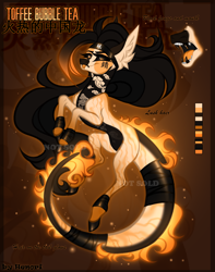 Size: 2600x3300 | Tagged: safe, artist:henori_artist, oc, oc only, dracony, dragon, hybrid, pony, ear fluff, eyelashes, fangs, female, high res, hoof polish, makeup, mare, reference sheet, solo