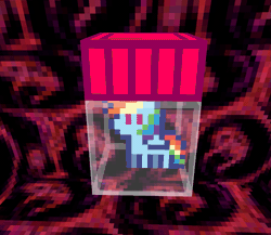 Size: 1135x986 | Tagged: safe, artist:threetwotwo32232, rainbow dash, pegasus, pony, g4, 3d, animated, earthbound, giygas, jar, lewd container meme, meme, pixel art, why
