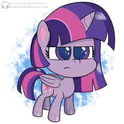 Size: 4500x4500 | Tagged: safe, artist:mindstormproductions, twilight sparkle, alicorn, pony, g4, g4.5, my little pony: pony life, abstract background, absurd resolution, female, folded wings, frown, full body, grumpy, hooves, horn, mare, narrowed eyes, solo, standing, twilight sparkle (alicorn), unamused, wings