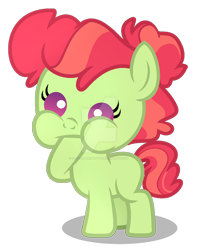 Size: 1024x1299 | Tagged: safe, artist:spectrumnightyt, oc, oc:roseate apple, earth pony, pony, baby, baby pony, offspring, parent:apple bloom, parent:tender taps, parents:tenderbloom, simple background, solo, transparent background