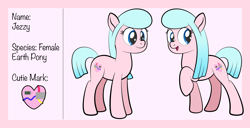 Size: 1920x986 | Tagged: safe, artist:alexdti, oc, oc only, oc:jezzy, earth pony, pony, earth pony oc, female, full body, hooves, mare, open mouth, open smile, raised hoof, reference sheet, smiling, solo, standing, tail