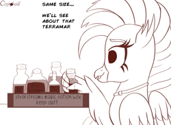 Size: 1331x967 | Tagged: safe, artist:cosmonaut, silverstream, hippogriff, art pack:fun size 3, g4, comic, female, gender swap potion, giggling, implied greyriver, potion, sketch
