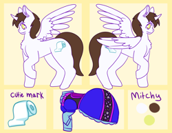 Size: 6464x5000 | Tagged: safe, artist:fatfurparadise, oc, oc only, oc:mitchy, alicorn, pony, alicorn oc, clothes, dress, femboy, horn, male, reference sheet, solo, wings