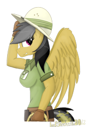 Size: 2048x2732 | Tagged: safe, artist:lordshrekzilla20, daring do, pegasus, anthro, g4, breasts, busty daring do, female, high res, sideboob, sidemouth, simple background, solo, transparent background