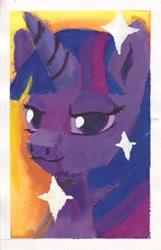 Size: 3256x5064 | Tagged: safe, artist:pilot light, twilight sparkle, pony, unicorn, g4, bust, gouache, painting, scan, solo, three quarter view, traditional art