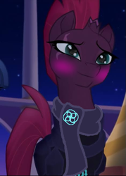 Size: 469x654 | Tagged: safe, artist:decokenite, edit, edited screencap, screencap, chancellor neighsay, fizzlepop berrytwist, tempest shadow, pony, unicorn, g4, my little pony: the movie, armor, blushing, broken horn, brooch, clothes, female, horn, jewelry, male, mare, reflection, scarf, shipping, shipping fuel, stallion, straight, tempest neighsay, wingding eyes