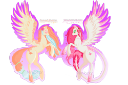 Size: 3000x2000 | Tagged: safe, artist:niniibear, oc, oc only, pegasus, pony, duo, high res, leonine tail, pegasus oc, rearing, simple background, tail, transparent background