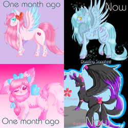 Size: 800x800 | Tagged: safe, artist:niniibear, oc, oc only, alicorn, pegasus, pony, alicorn oc, bow, hair bow, horn, pegasus oc, unshorn fetlocks, wings