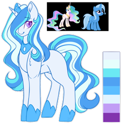 Size: 1150x1156 | Tagged: safe, artist:purplegrim40, princess celestia, trixie, oc, alicorn, pony, unicorn, g4, female, hair over one eye, hoof shoes, magical lesbian spawn, mare, offspring, peytral, simple background, transparent background