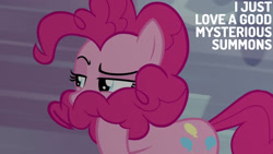 Size: 1280x720 | Tagged: safe, edit, edited screencap, editor:quoterific, screencap, pinkie pie, earth pony, pony, g4, my little pony: friendship is magic, season 9, the beginning of the end, female, mare, solo, text