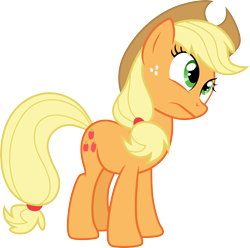 Size: 3026x3000 | Tagged: safe, artist:cloudy glow, artist:yanoda, applejack, earth pony, pony, g4, the cutie pox, .ai available, cowboy hat, female, freckles, hat, head tilt, high res, mare, simple background, solo, stetson, transparent background, vector