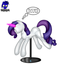 Size: 3840x4154 | Tagged: safe, artist:damlanil, rarity, pony, unicorn, g4, bondage, clothes, collar, comic, crystal horn, encasement, fake horn, female, horn, i have no mouth and i must scream, inanimate tf, latex, link in description, magic, magic aura, mannequin, mannequin transformation, mare, no mouth, objectification, pedestal, petrification, ponyquin, rubber, shiny, show accurate, simple background, solo, speech bubble, text, transformation, transparent background, vector