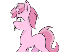 Size: 1414x1000 | Tagged: safe, alternate version, artist:happy harvey, ruby pinch, oc, oc:anon, human, pony, unicorn, g4, carrying, female, filly, foal, giant pony, holding, larger female, looking at you, looking up, macro, macro/micro, male, micro, phone drawing, shrunken pupils, simple background, size difference, smaller male, smiling, transparent background, walking