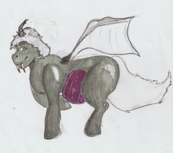 Size: 2293x2026 | Tagged: safe, artist:themagicsketch, oc, oc only, changeling, changepony, hybrid, pony, belly, high res, solo, traditional art