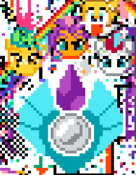 Size: 340x439 | Tagged: safe, hitch trailblazer, sunny starscout, zipp storm, pony, g5, april fools, april fools 2022, male, miles "tails" prower, pegasus crystal, pixel art, r/place, reddit, sonic the hedgehog (series)