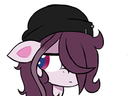 Size: 2000x1500 | Tagged: safe, artist:alandisc, oc, oc:zak, earth pony, pony, g4, g4.5, my little pony: pony life, beanie, bust, hair over one eye, hat, male, simple background, solo, white background