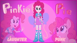 Size: 1280x720 | Tagged: safe, artist:rupahrusyaidi, edit, pinkie pie, equestria girls, g4, boots, clothes, high heel boots, shirt, shoes, skirt, solo