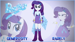 Size: 1280x720 | Tagged: safe, artist:rupahrusyaidi, rarity, equestria girls, g4, belt, boots, clothes, female, high heel boots, ponified humanized pony, shirt, shoes, skirt, solo