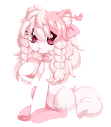 Size: 816x933 | Tagged: safe, alternate version, artist:miioko, oc, oc only, earth pony, pony, :p, animated, braid, clothes, commission, drinking, eyelashes, female, gif, mare, one eye closed, paw pads, paw socks, simple background, sitting, socks, solo, tongue out, transparent background, wink, ych result